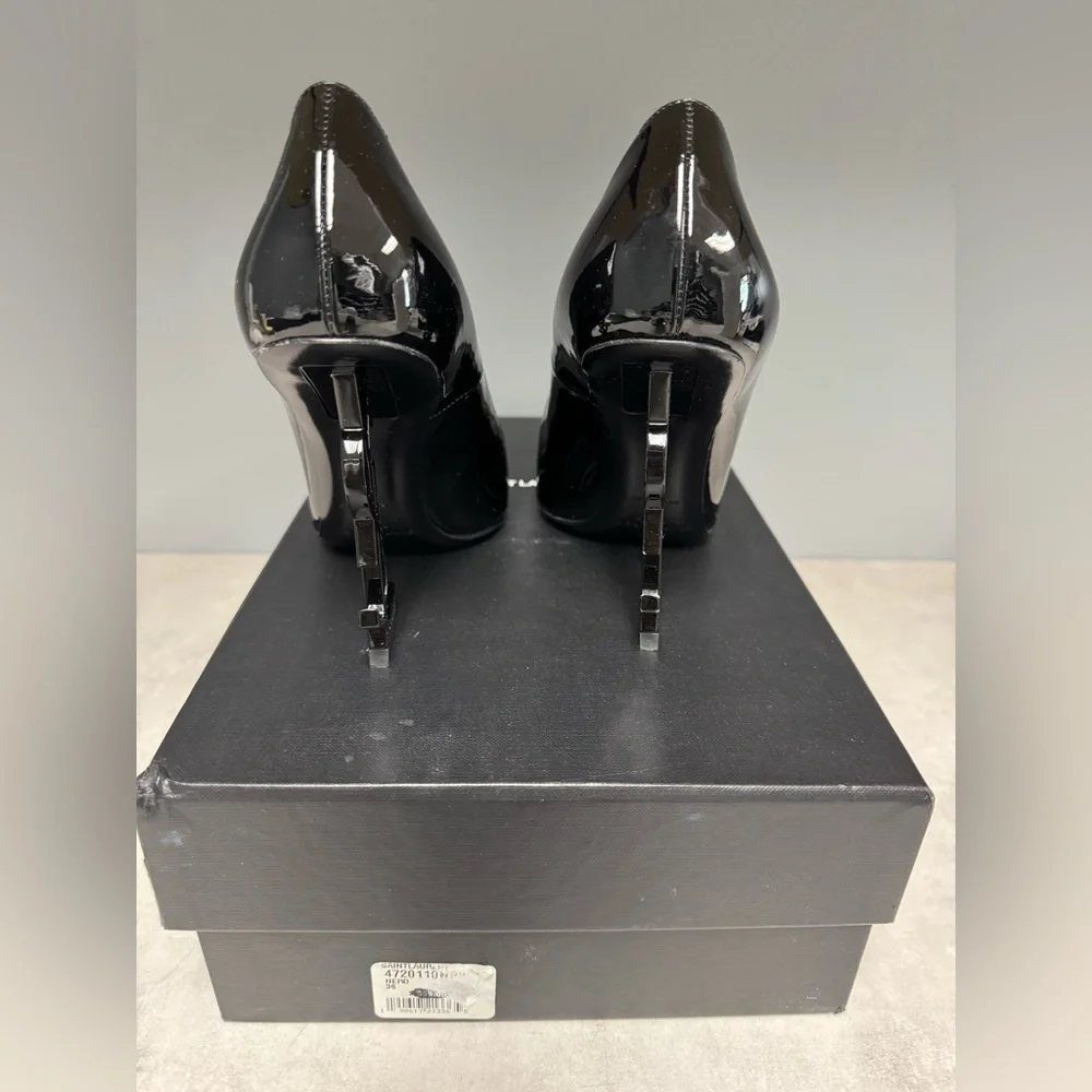 Yves Laurent Black Opyum patent leather 110 logo heel - Picture 3 of 8
